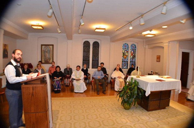 Mass is celebrated in the chapel of the Assumptionist Center